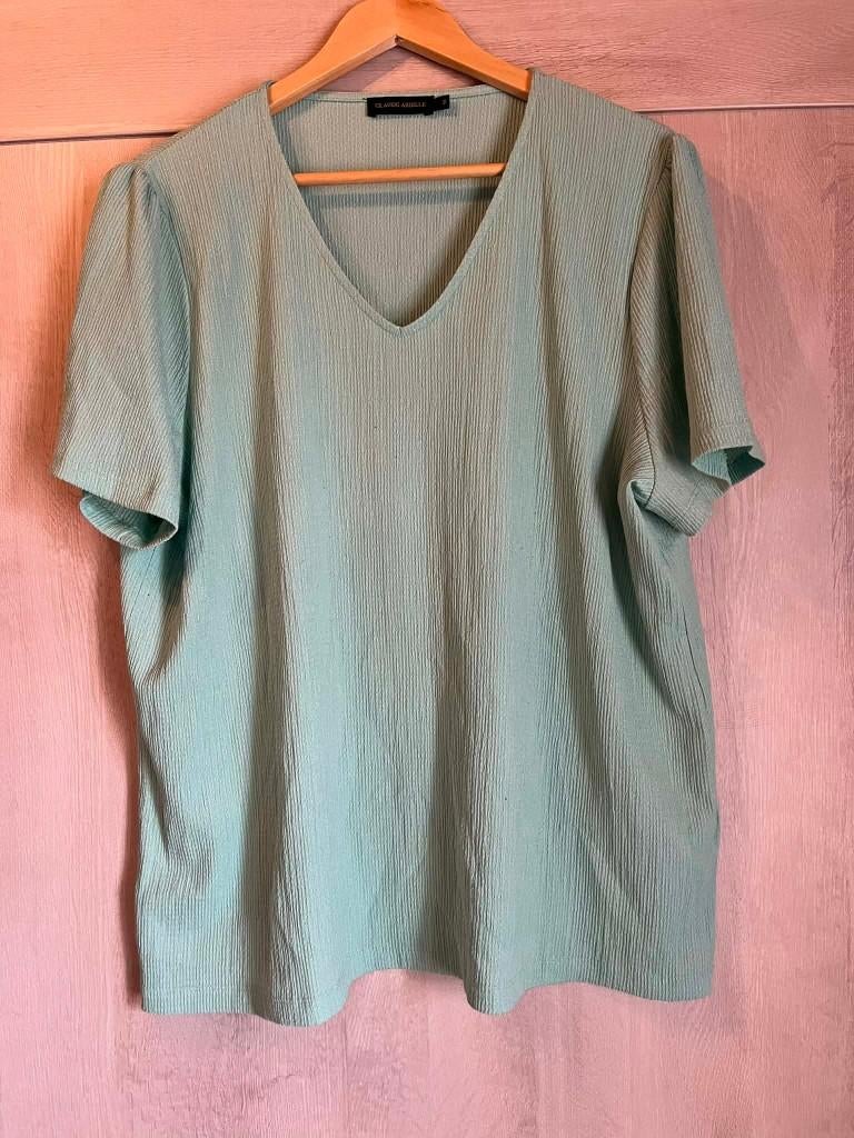 tshirt claude arielle blauw groen 50, Enlèvement ou Envoi, Comme neuf, Chemise ou Top, Claude Arielle