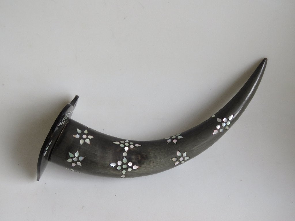 Corne de buffle vintage avec incrustation de perles, Enlèvement ou Envoi