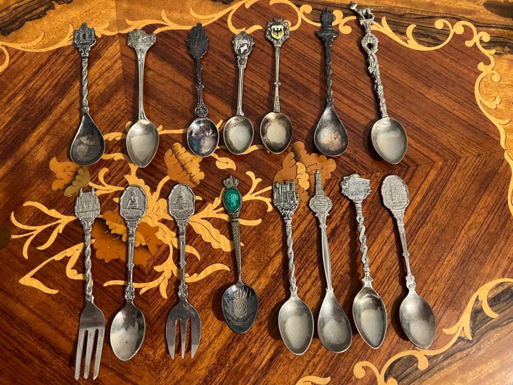 Antieke sier lepels en vorken (souvenirs), Antiek en Kunst, Ophalen of Verzenden