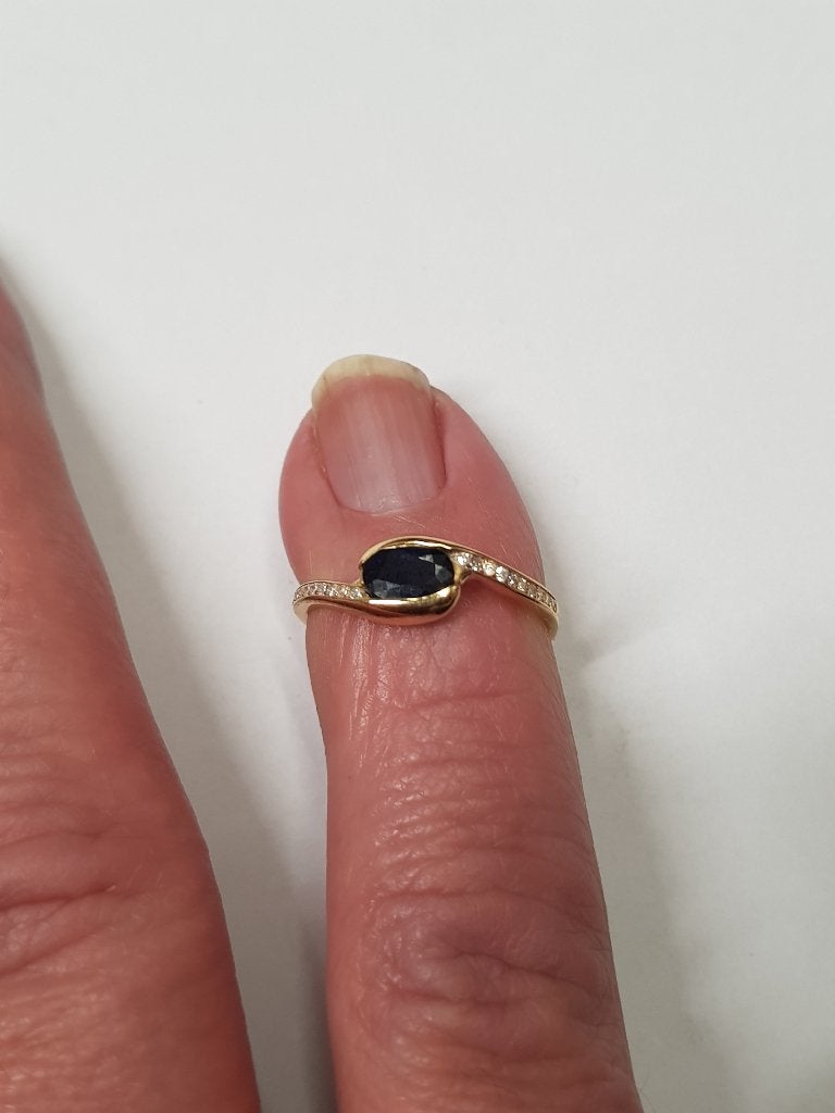 18K geelgouden ring, Blauw, Nieuw, Ophalen of Verzenden, Dame