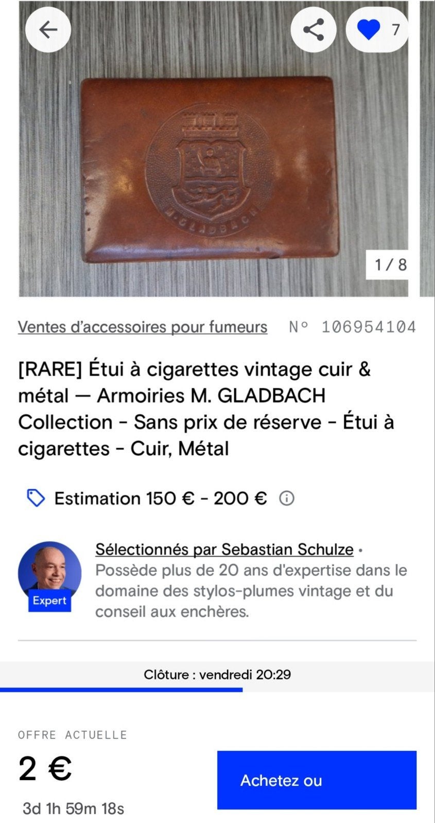 [ZELDZAAM] Vintage sigarettenetui van leer en metaal., Ophalen of Verzenden
