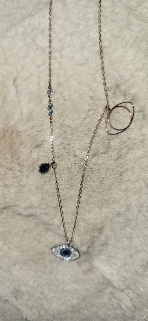 Collier Swarovski Duo Evil Eye (Œil porte-bonheur) Or Rose, Enlèvement ou Envoi, Or, Comme neuf, Autres matériaux