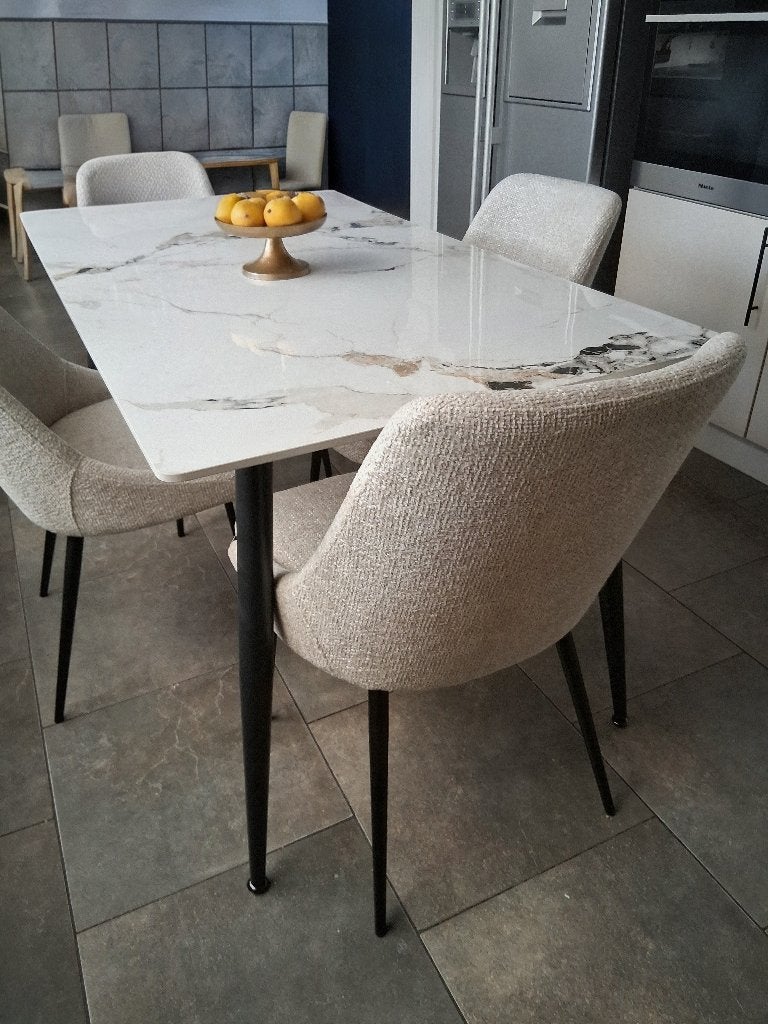 Table de salle à manger en marbre fritté 140/80, Neuf, 100 à 150 cm, Cinq personnes ou plus, Enlèvement