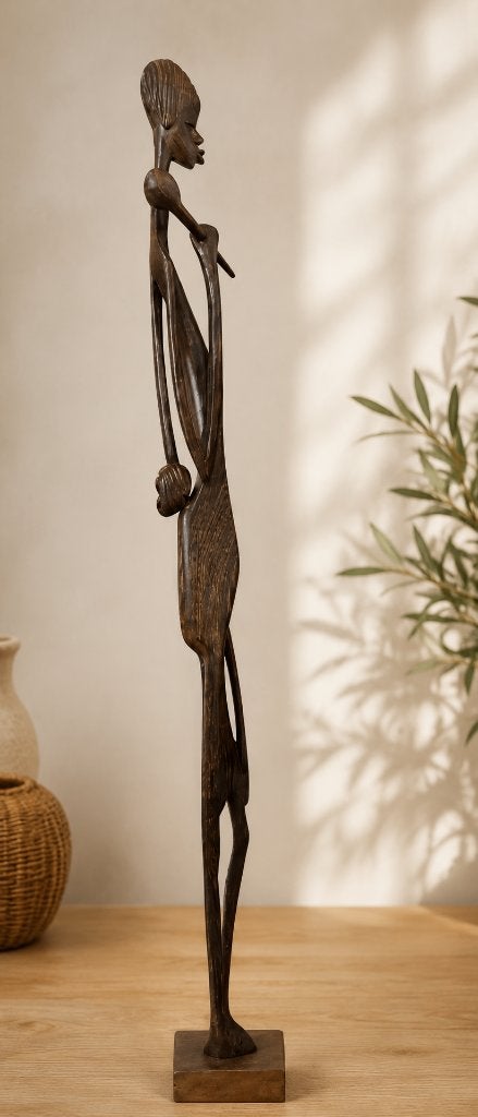 Sculpture en bois, maman africaine avec son bébé (76 cm), Antiquités & Art, Art | Sculptures & Bois, Afrique, Bois, Enlèvement ou Envoi