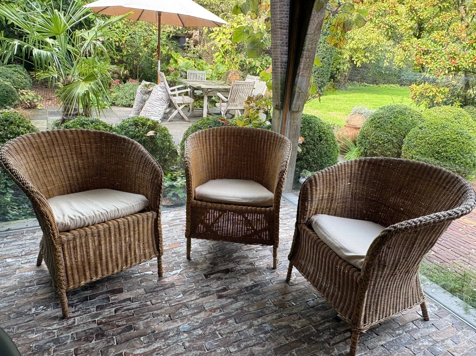 3 rieten zeteltjes, Tuin en Terras, Ophalen, Gebruikt, Rotan
