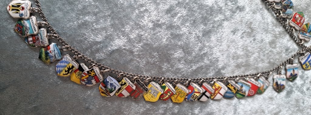 49 Vintage 800,835,900,925 zilveren emaille bedelketting, Antiek en Kunst, Ophalen of Verzenden, Zilver