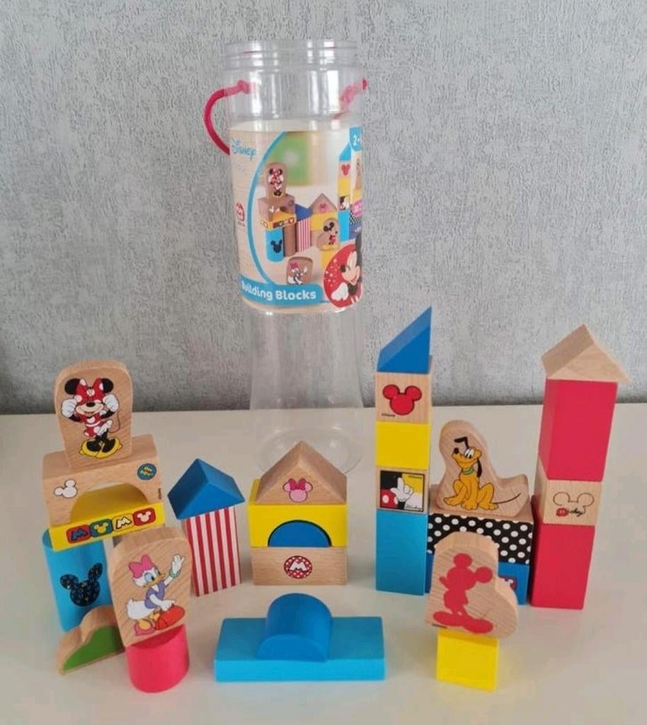 Houten speelgoed : blokken mickey mouse disney / 30 stuks, Ophalen of Verzenden