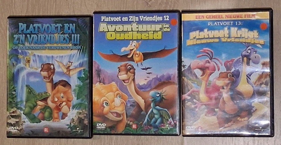 3 dvd's Platvoet en zijn vriendjes (delen 3, 12 en 13), Cd's en Dvd's, Tekenfilm, Nederlands, Ophalen of Verzenden, Zo goed als nieuw