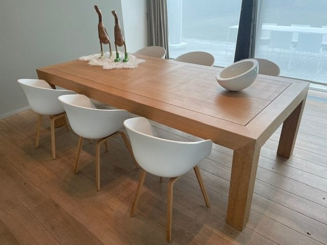 hedendaagse eettafel in massieve franse eik, Huis en Inrichting, Ophalen, 100 tot 150 cm, Modern, tijdloos, Eikenhout