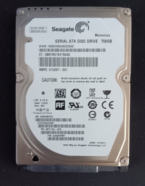 750 gb sata, Computers en Software, Harde schijven, Ophalen, Gebruikt, Seagate, SATA