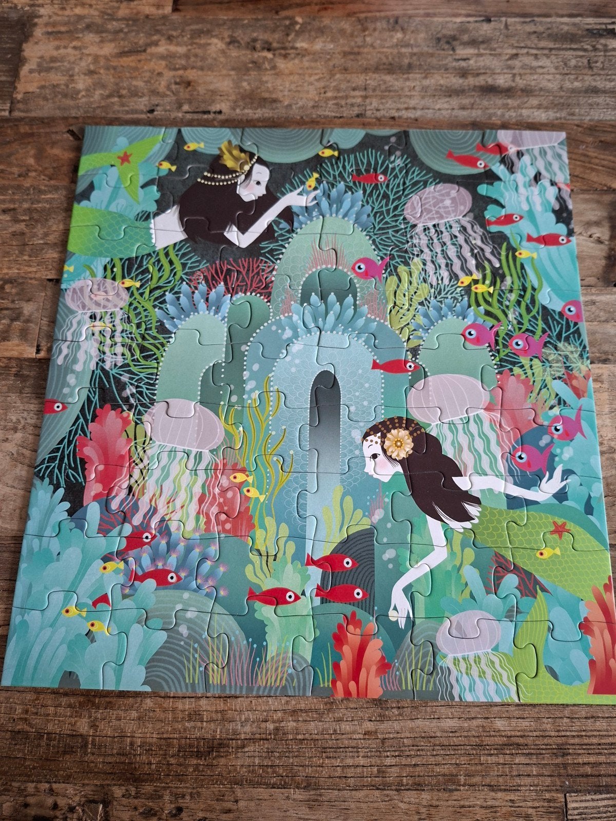 Puzzel zeemeermin merk Djeco 54 stukjes, Kinderen en Baby's, Ophalen of Verzenden, Meer dan 50 stukjes, Zo goed als nieuw, 4 tot 6 jaar