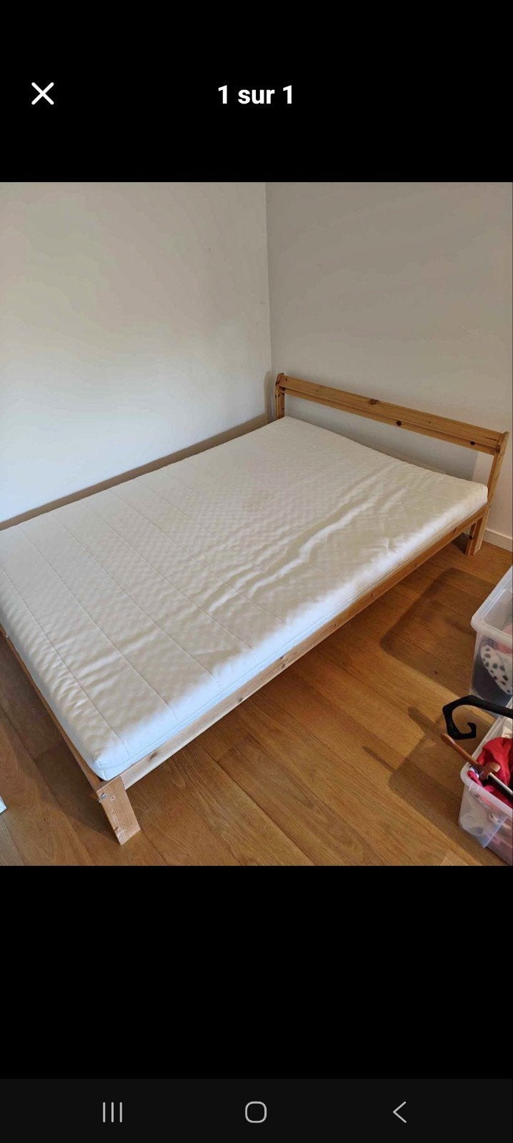 lit 2 personne 140/200cm complet avec matelas, Enlèvement, Utilisé, 180 cm ou plus, 100 cm ou plus