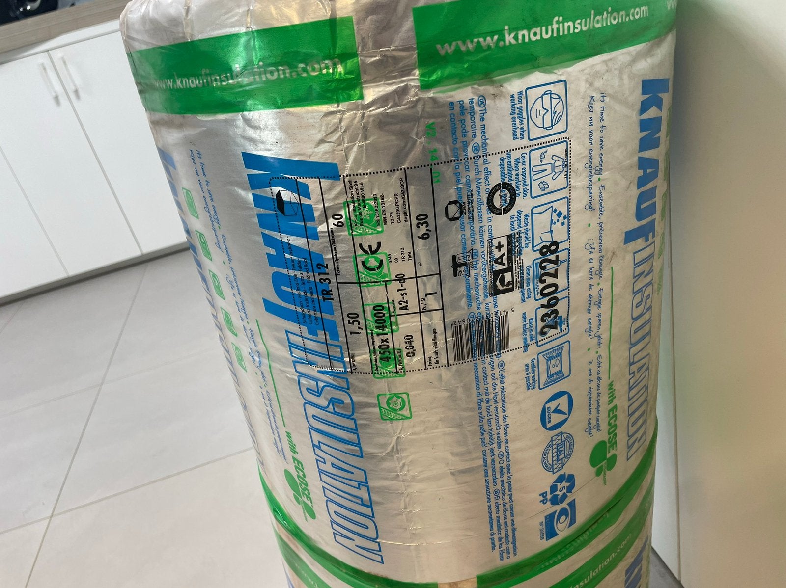 KNAUF Glaswol met folie 60 mm dik, 4 tot 8 cm, Nieuw, 15 m² of meer, Glaswol