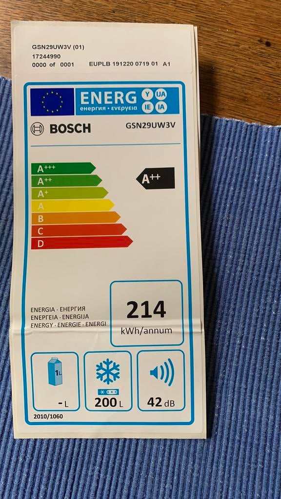 Bosch vrieskast, 200 L. Vijf jaar gebruikt., Ophalen, Overige typen
