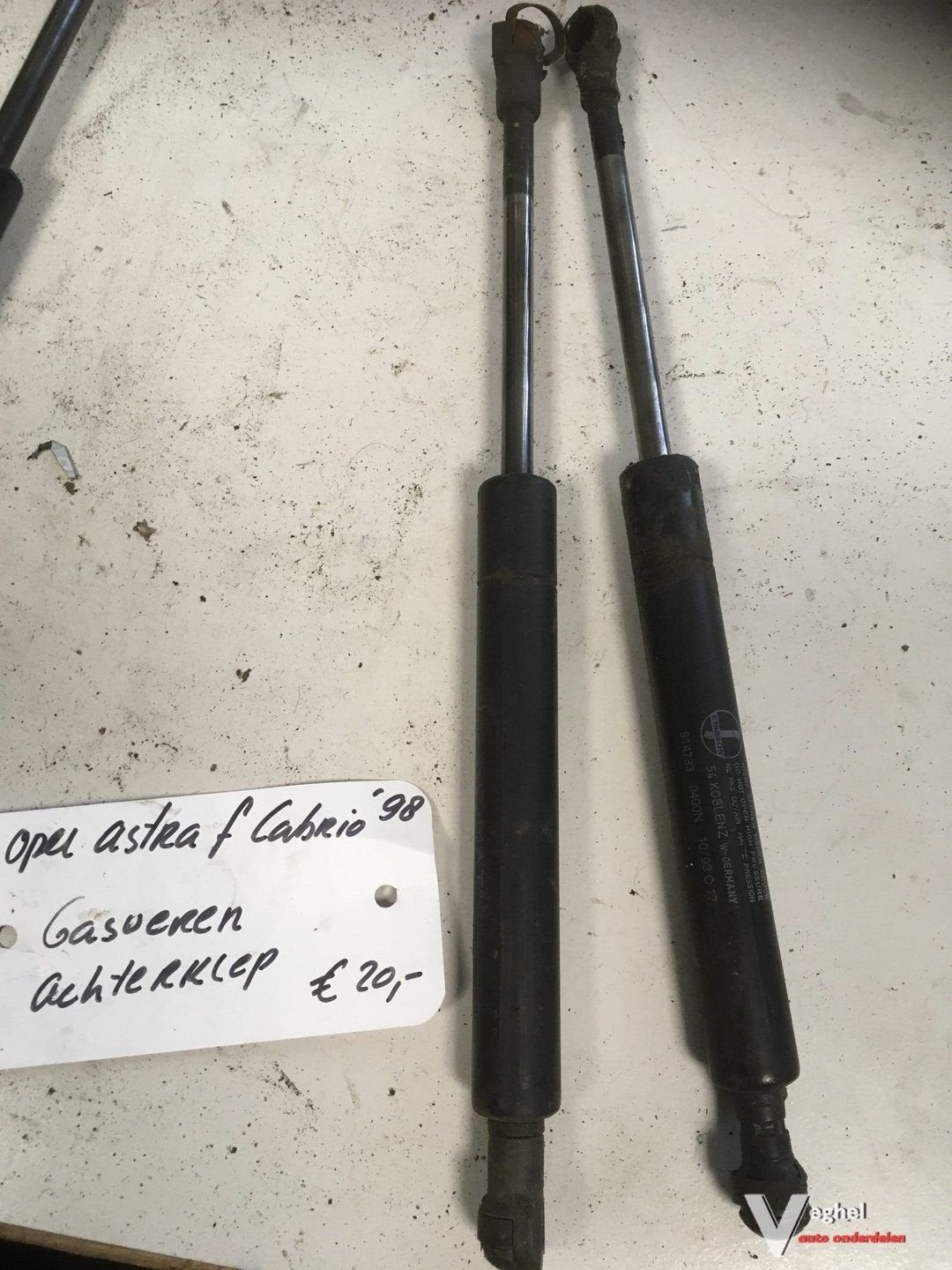 Opel Astra F Cabrio 1998 Gasveren achterklep set, Auto-onderdelen, Gebruikt, -, -, Ophalen of Verzenden