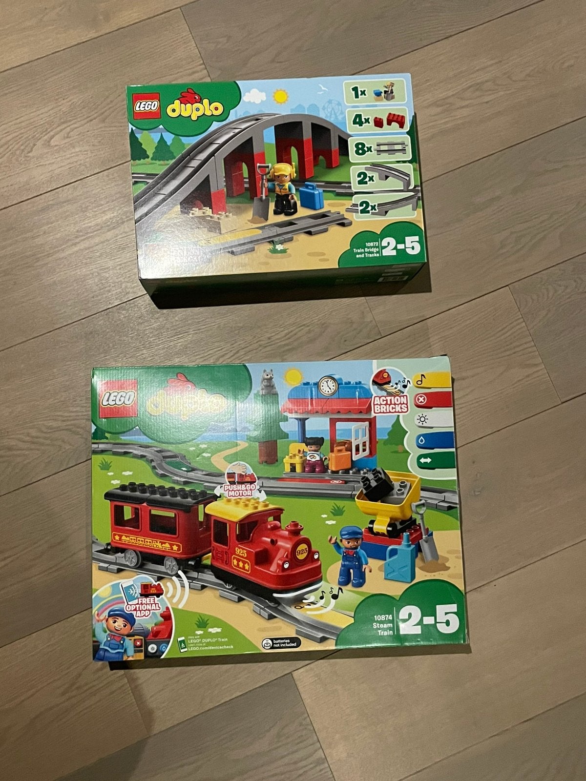Duplo stoomtrein 10875 + spooruitbreiding 10872, Ophalen, Gebruikt