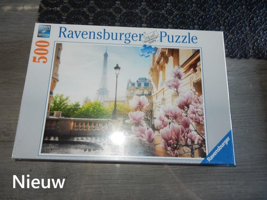 nr.592 - Puzzel: lente in parijs - 500 stukjes, Hobby en Vrije tijd, Denksport en Puzzels, Ophalen of Verzenden, 500 t/m 1500 stukjes