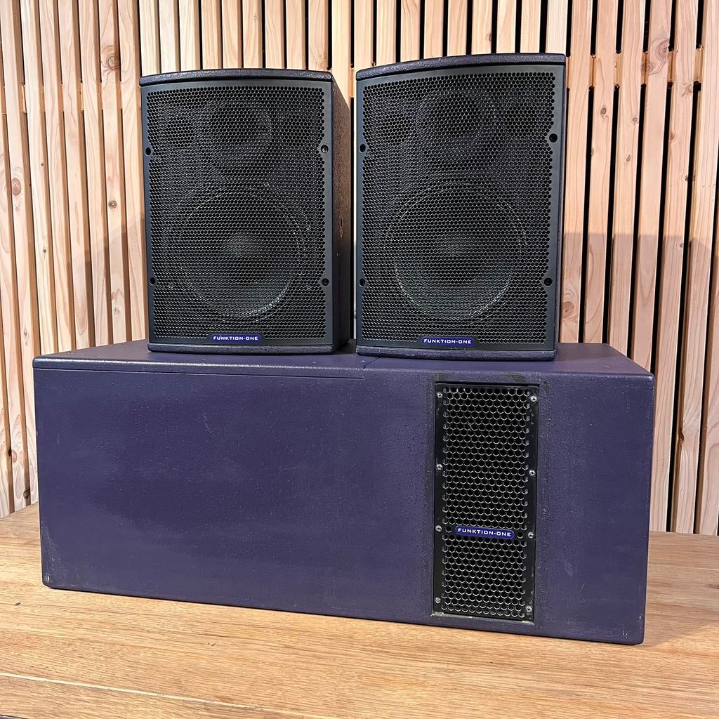 Funktion one F81 & MB 112, Zo goed als nieuw, 120 watt of meer, Front, Rear of Stereo speakers, Ophalen