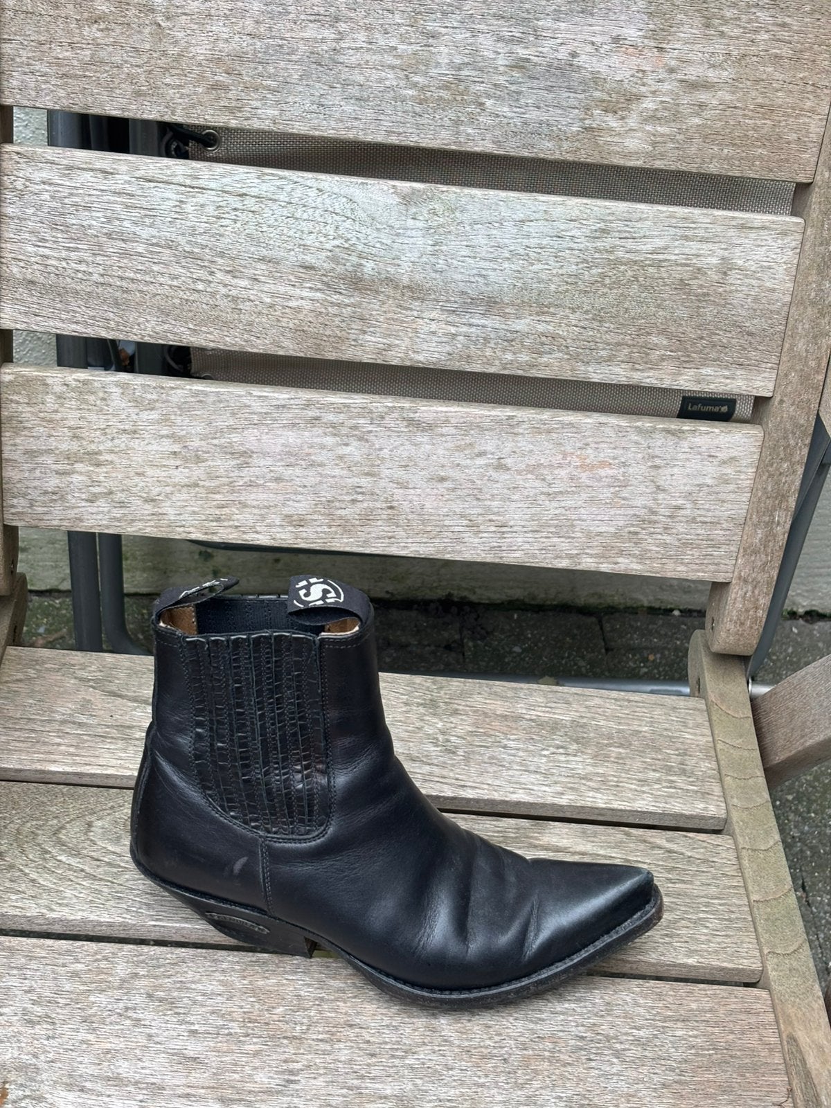 Lederen enkel laarsjes in cowboystijl, Zwart, Lage of Enkellaarzen, Ophalen of Verzenden, Zo goed als nieuw
