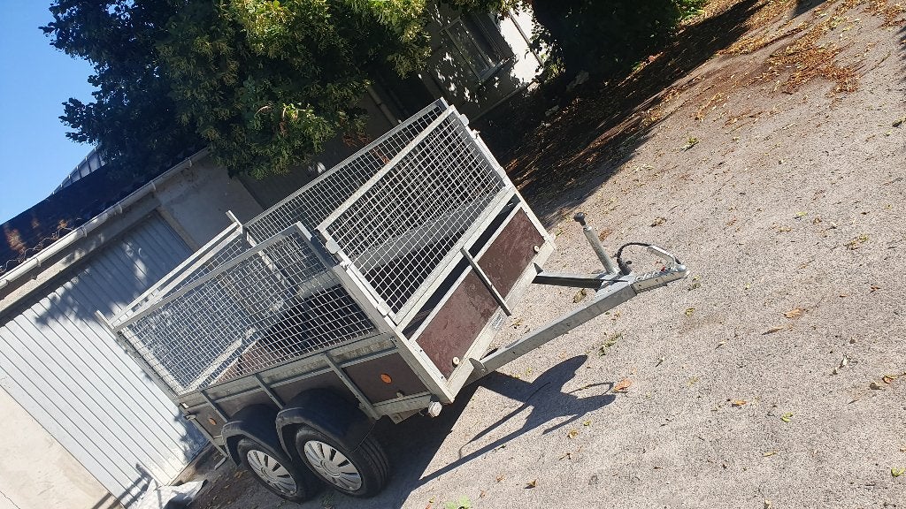 Remorque double essieux 750kg avec grillage, Enlèvement ou Envoi, Comme neuf