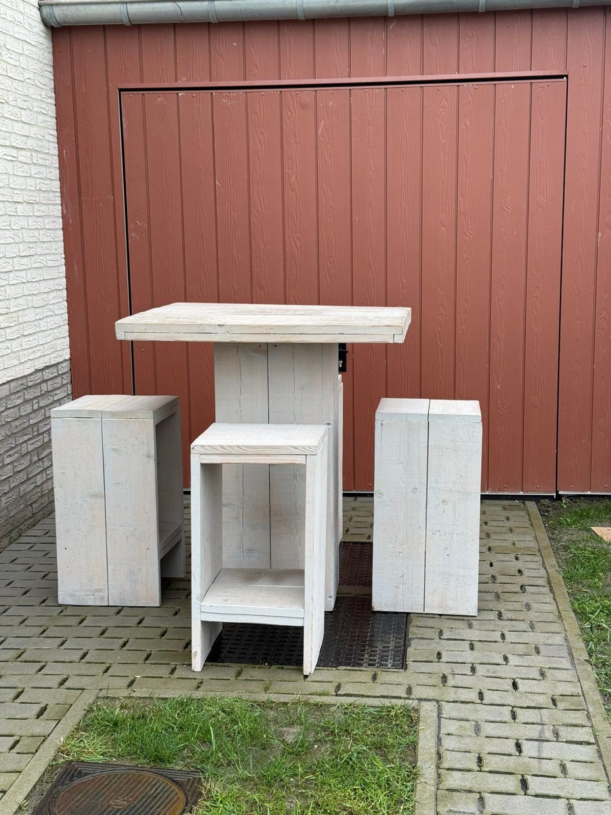 Hoge bartafel in steigerhout, Ophalen, Zo goed als nieuw, Hout