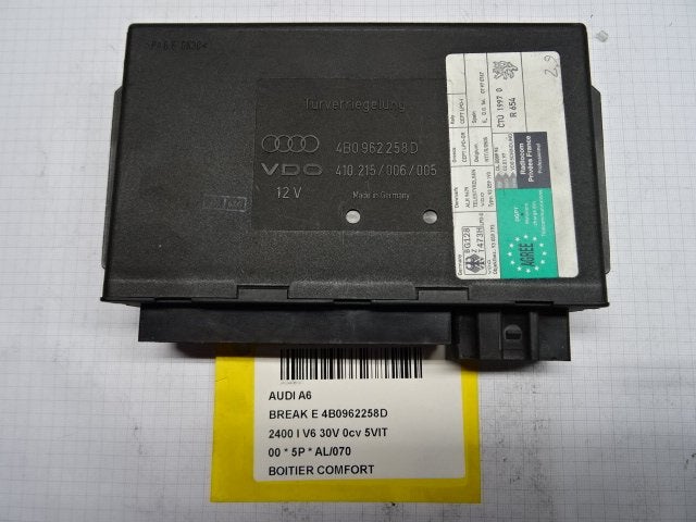ORDINATEUR GESTION CONFORT Audi A6 Avant (C5) (4B0962258D), Utilisé, Audi