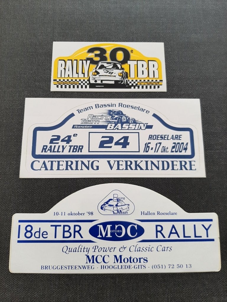 3 stickers TBR rally Roeselare, Antiek en Kunst, Curiosa en Brocante, Ophalen