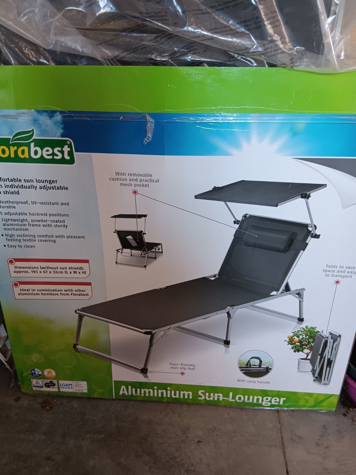 Ligbed met zonnedak, Ophalen