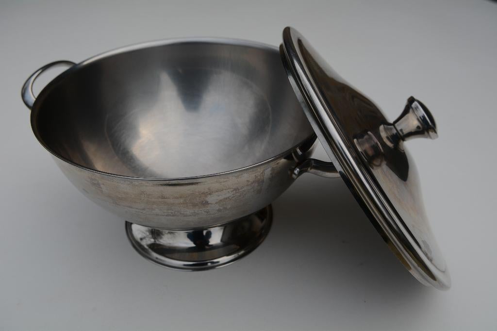 Vintage soepterrine met deksel, Alessi, Inox 18/10, Antiek en Kunst, Ophalen