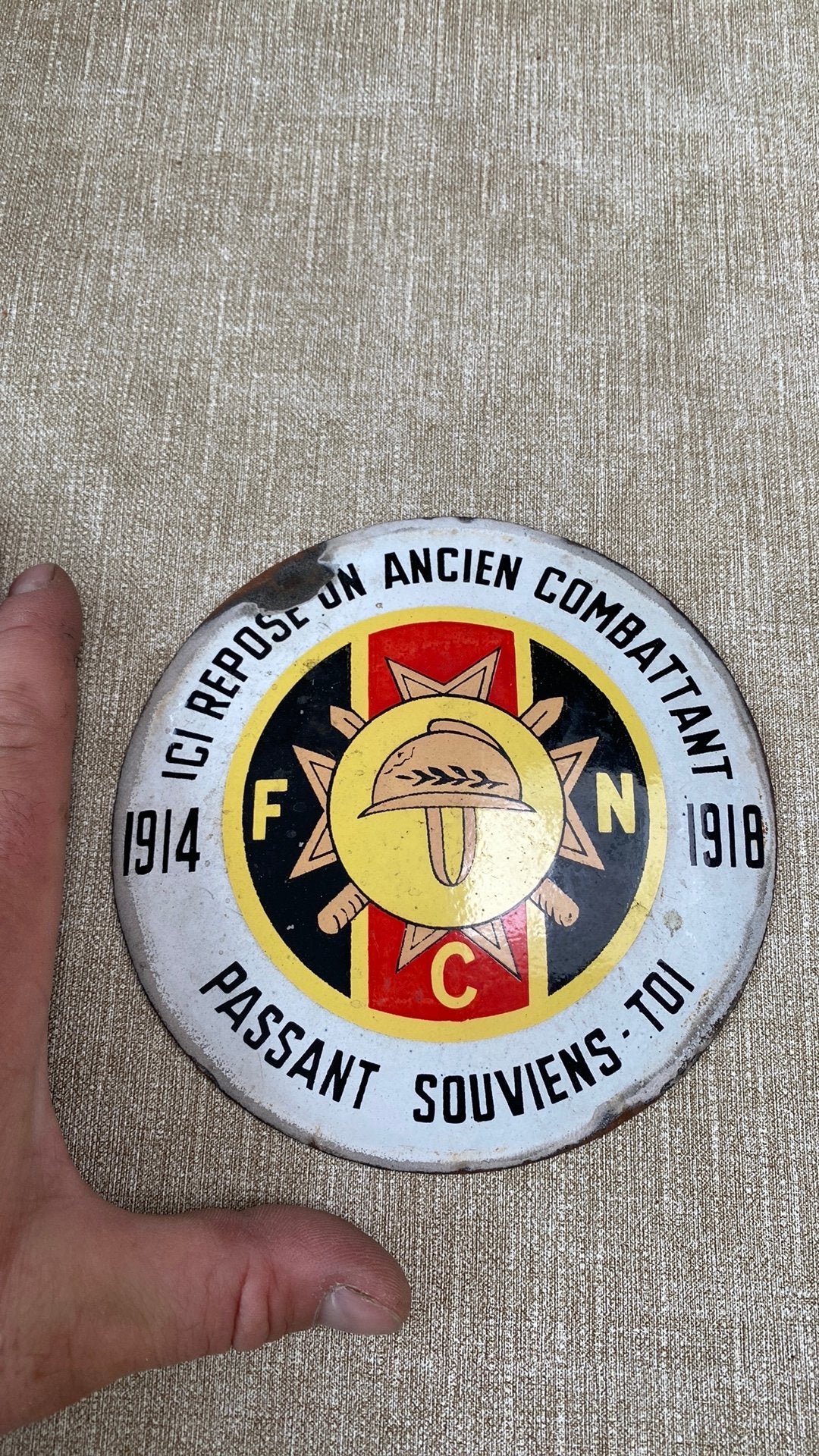 Plaque ancien combattant 1914 1918 FNC, Collections, Enlèvement ou Envoi