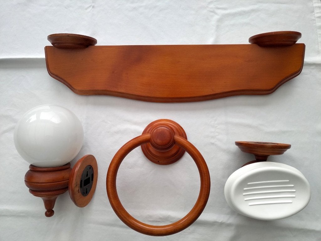 5 accessoires de Salle de Bain en bois, Enlèvement, Comme neuf