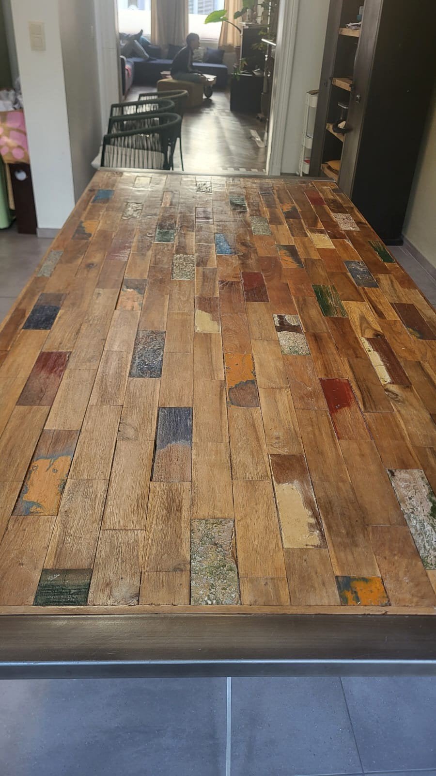 Eettafel 6 personen hout en bijhorende stoelen, Ophalen, 100 tot 150 cm, 200 cm of meer, Vijf personen of meer