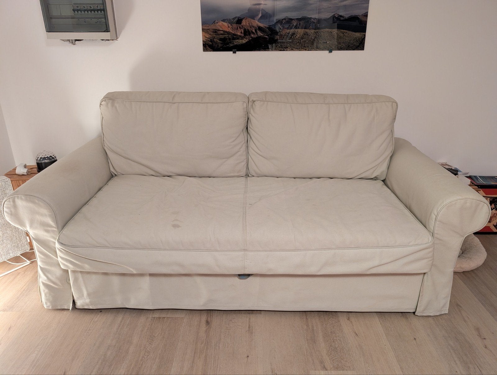 IKEA BACKABRO slaapbank – beige, Huis en Inrichting, Ophalen, Tweepersoons, 100 cm, Gebruikt