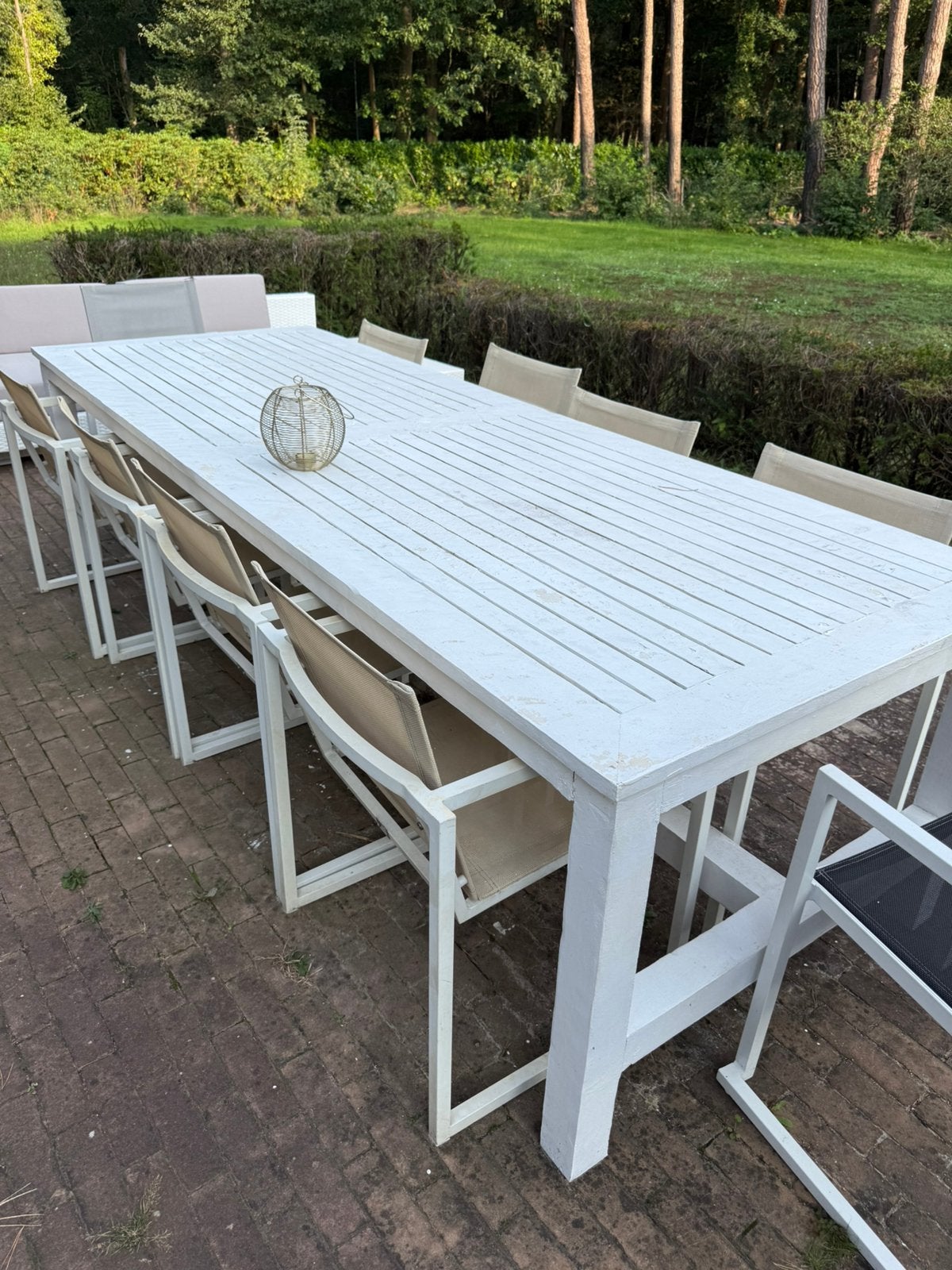 Tuintafel teak zeer robuust 280 cm, Tuin en Terras, Ophalen of Verzenden, Zo goed als nieuw