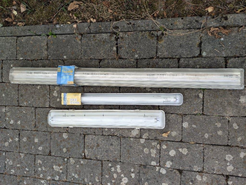 Lot de 3 lampes (armatures + tubes TL fluorescents), Ophalen, G13 (TL), Nieuw, TL-buis