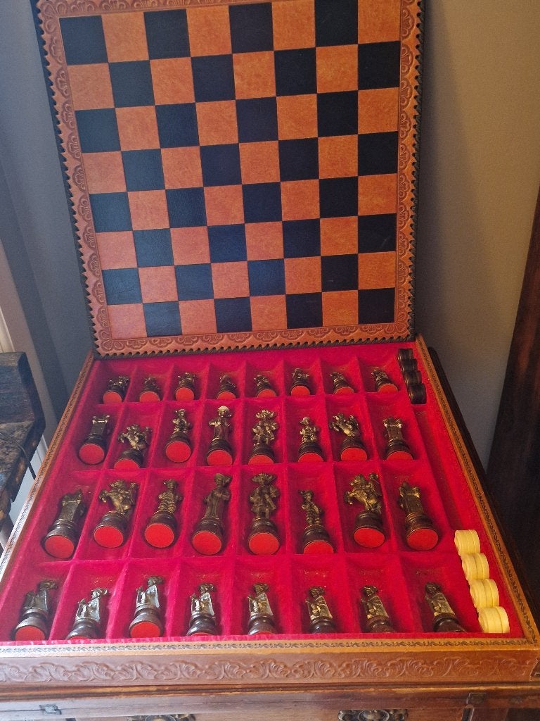 Handgemaakte schaak-/backgammonset, Antiek en Kunst, Ophalen of Verzenden