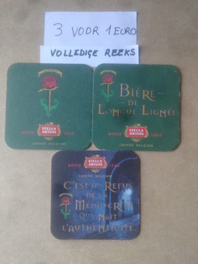 Volledige reeks bierviltjes Stella Artois - ad honores - €1, Verzamelen, Ophalen of Verzenden, Viltje(s), Stella Artois