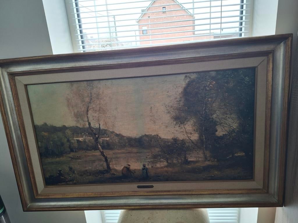Groot klassiek schilderij met lijst 113 x 68 cm, Antiek en Kunst, Ophalen