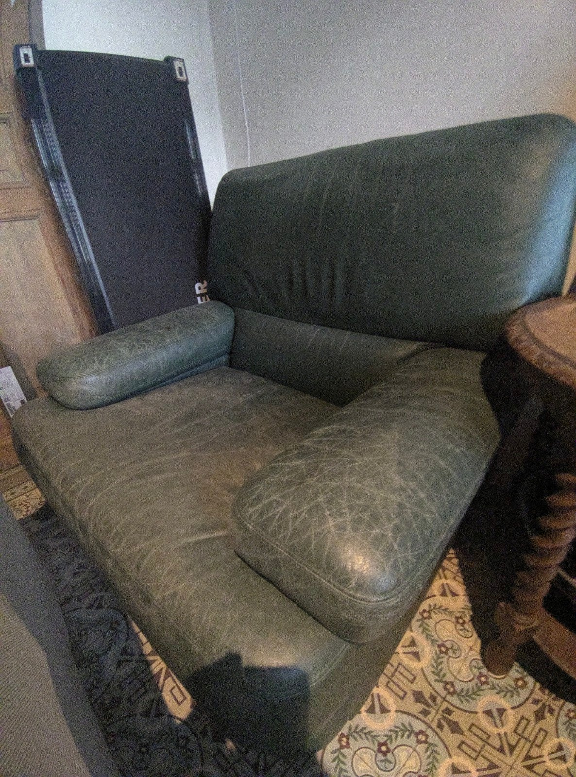Comfortabele 1 zit leren zetel (gratis), Ophalen, Gebruikt, Eenpersoons, Minder dan 150 cm