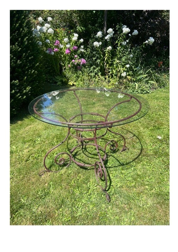 Ijzeren retro tuintafel, Ophalen, Gebruikt, Rond, Metaal