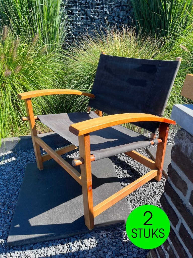 Set van 2 Vintage Ikea Safari Chairs – Jaren 90, Ophalen, Gebruikt, Hout, Scandinavisch