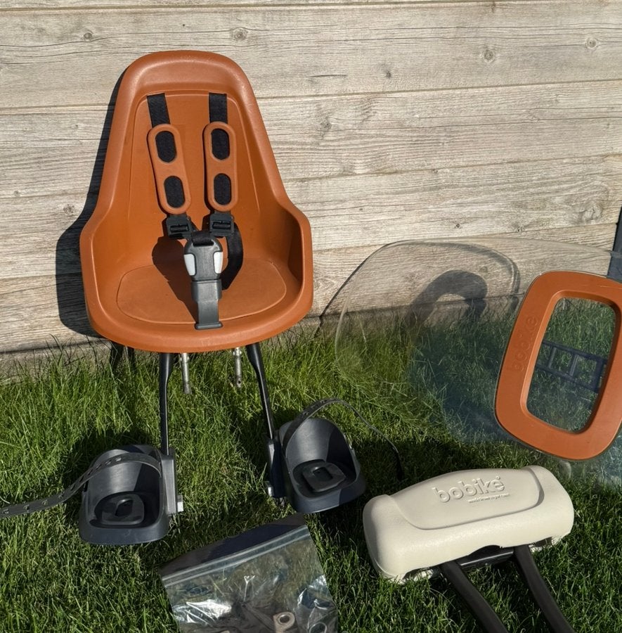 Bobike One Mini voorzitje + windscherm, terracotta-bruin, Fietsen en Brommers, Ophalen, Voorzitje, 0 t/m 13 kg, Gebruikt