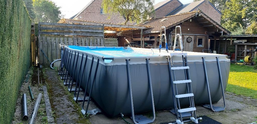 zwembad  intex grote van lengte is 7m32 breedte is 3m66 1m32, Tuin en Terras, Zwembaden, 300 cm of meer, Zo goed als nieuw, Rechthoekig