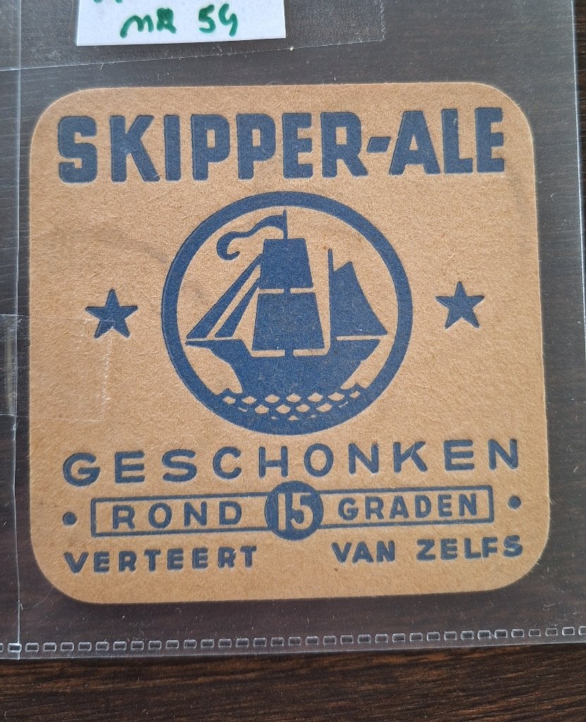 bierviltje vierkant skipper ale blauw (nr54), Enlèvement, Utilisé, Sous-bock, Autres marques
