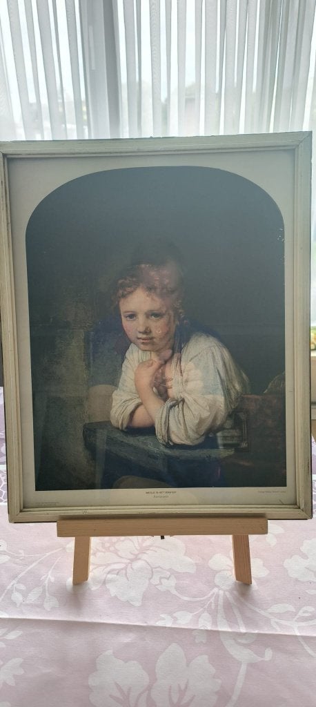 Reproductie (drukwerk) "Meisje in het venster" van Rembrandt, Antiquités & Art, Art | Peinture | Classique, Enlèvement, Classique