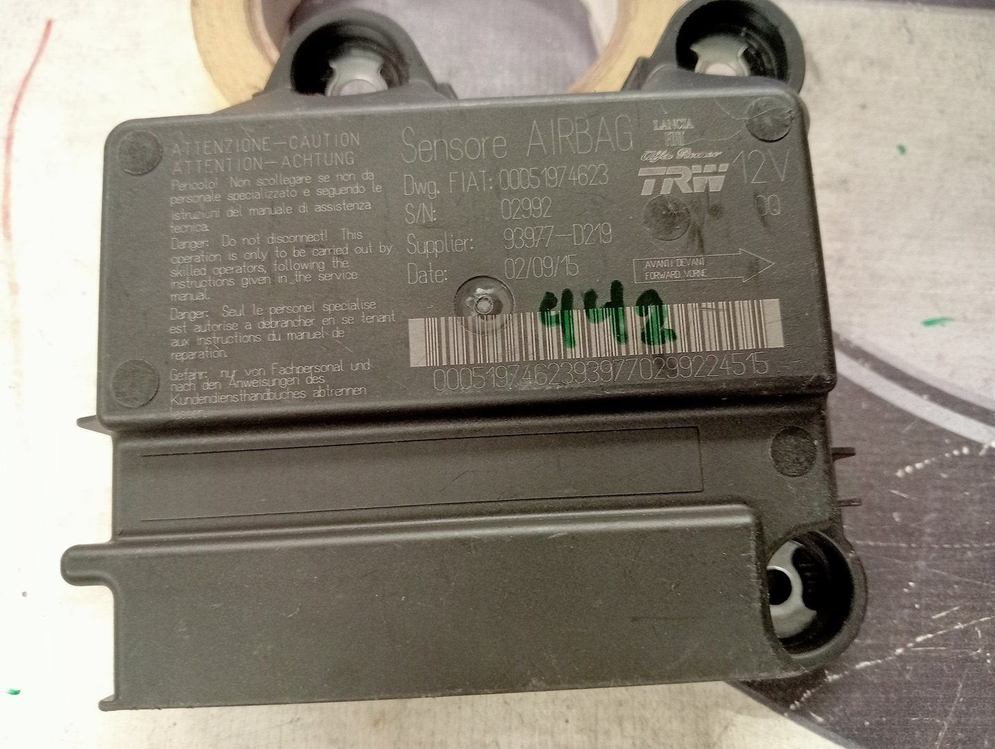Airbag Module Fiat Panda 00051974623, -, Utilisé, Fiat, -