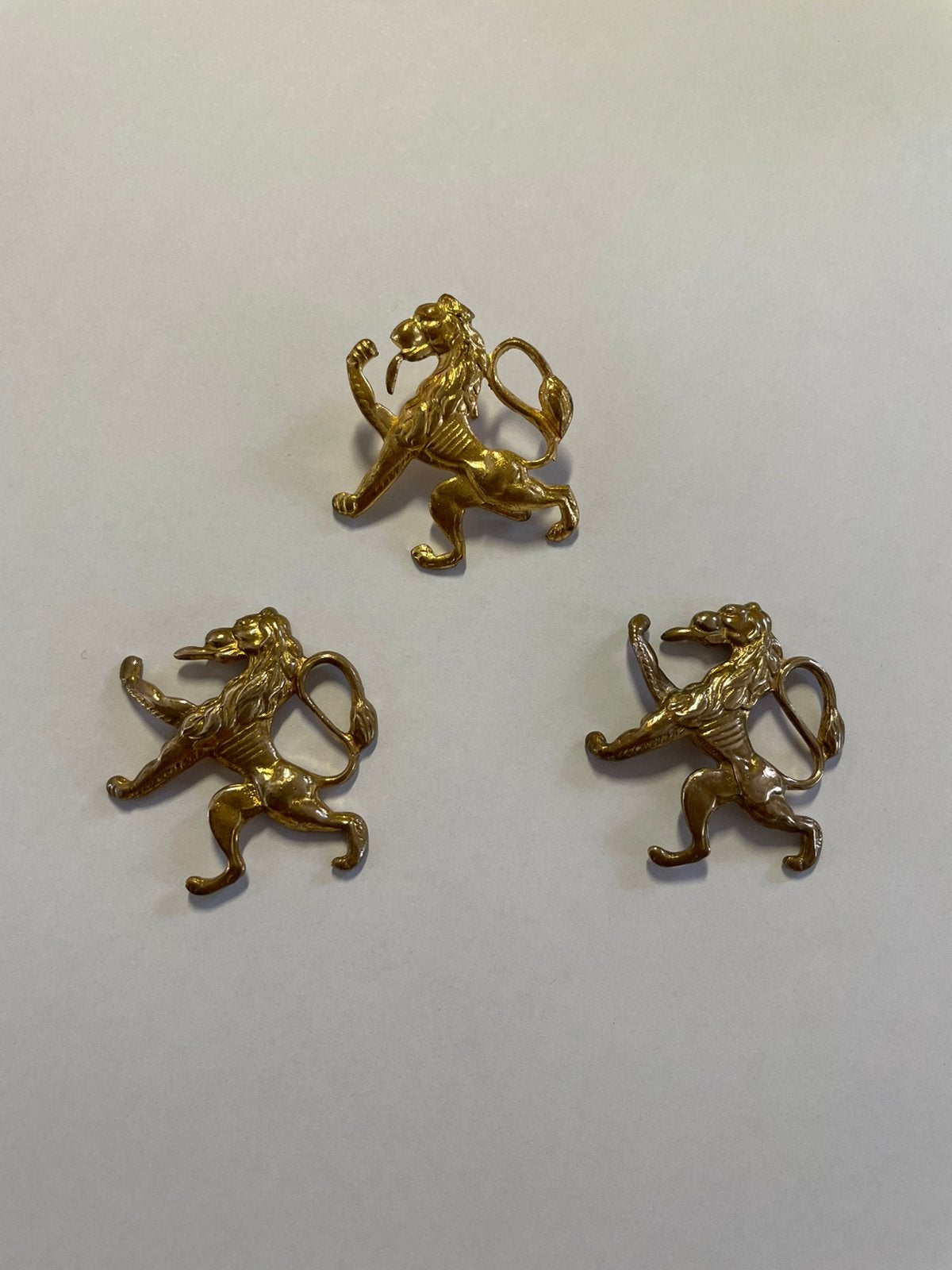 Vergulden leeuw (3 stuks), Handtassen en Accessoires, Broches, Verzenden, Zo goed als nieuw, Minder dan 4 cm, Goud