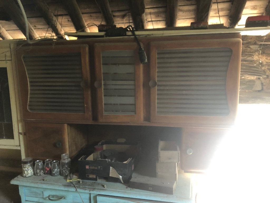 Vintage (opzet-) kast met geribbeld glas, Antiek en Kunst, Ophalen