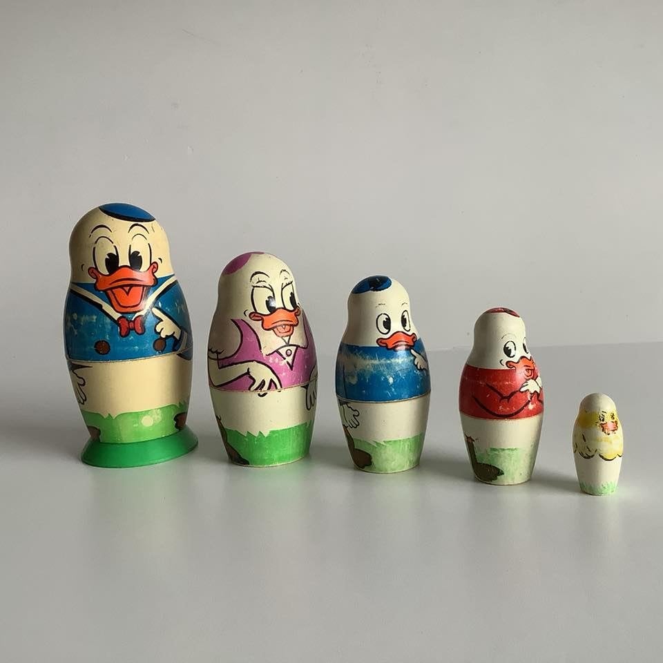 Vintage Disney Donald Duck & Co Matroesjkas / nestpopjes, Ophalen of Verzenden, Donald Duck, Gebruikt, Beeldje of Figuurtje