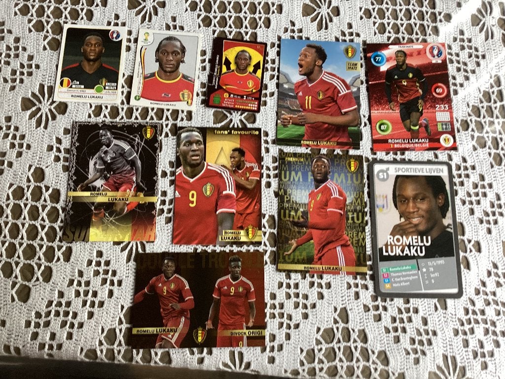 10 prenten stickers kaartjes ROMELU LUKAKU Panini en andere, Enlèvement ou Envoi, Utilisé
